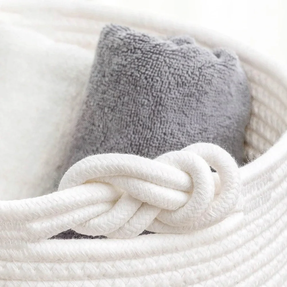 Cotton Woven White Basket NEW